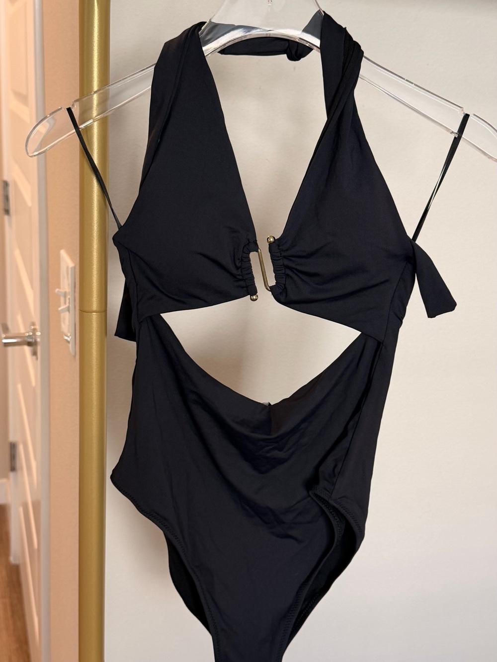Zara Black Halter Cutout One-Piece